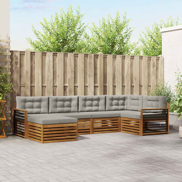 vidaXL Комплект дивани за открито 6 pcs Естествено и светло сиво