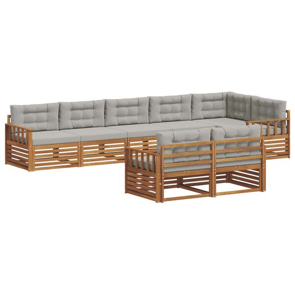 vidaXL Комплект дивани за открито 8 pcs Естествено и светло сиво