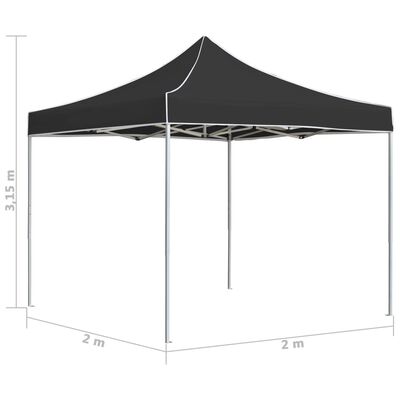 vidaXL Професионална сгъваема парти шатра, алуминий, 2x2 м, антрацит