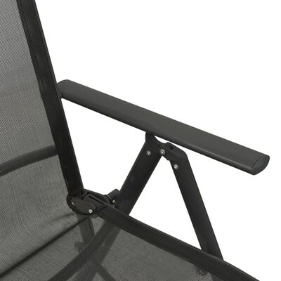vidaXL Накланящи се градински столове 2 бр textilene и алуминий черни