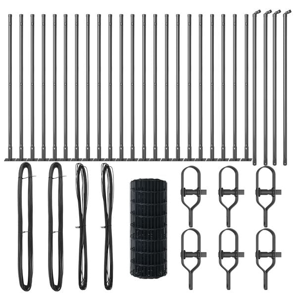 vidaXL Ограда с пост Сив 0,6 x 50 м Стомана и PVC