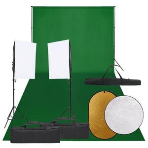 vidaXL Фотографски комплект за студио, комплект лампи, фон и рефлектор