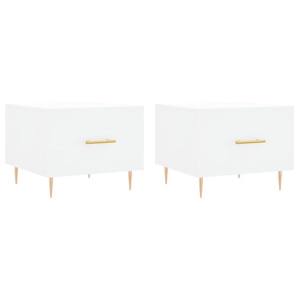 vidaXL Кафе маси, 2 бр, бели, 50x50x40 см, инженерно дърво