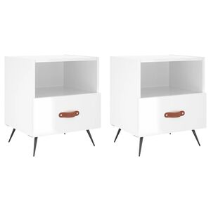 vidaXL Нощни шкафчета, 2 бр, бял гланц, 40x35x47,5 см, инженерно дърво