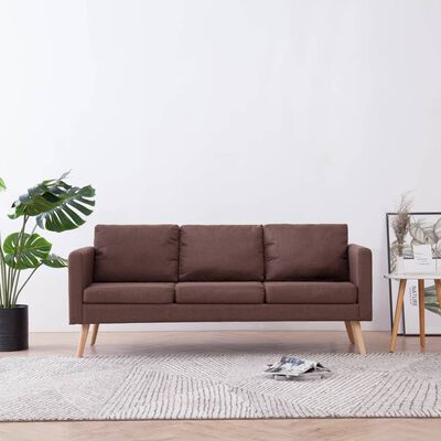 vidaXL 3-местен диван, текстил, кафяв