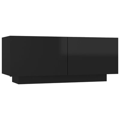 vidaXL ТВ шкаф, черен гланц, 100x35x40 см, ПДЧ