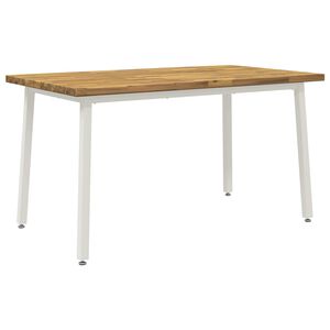 vidaXL 140 x 70 x 75 cm Солидно акациево дърво Бяло Правоъгълна