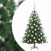 vidaXL Изкуствена коледна елха с топки 150 см 150 LED светодиода