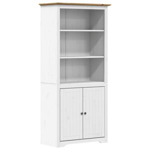 vidaXL Етажерка за книги BODO бяло и кафяво 82x40x173 см бор масив