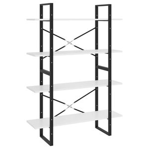 vidaXL 4-етажна библиотека, бял, 100x30x140 см, инженерно дърво