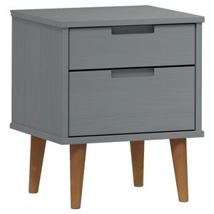 vidaXL Нощно шкафче MOLDE, сиво, 40x35x48 см, борово дърво масив