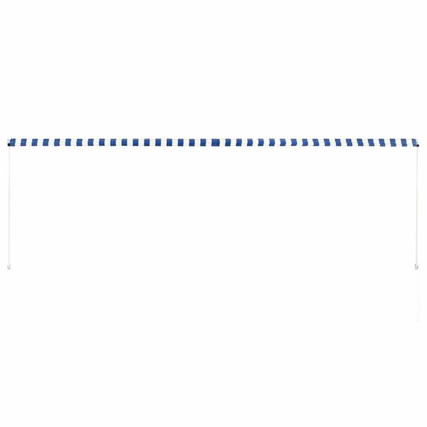 vidaXL Сенник с падащо рамо, 400x150 см, синьо и бяло