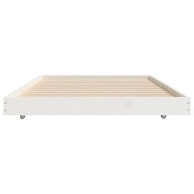 vidaXL Рамка за легло, бяла, бор масив, 90x190 см