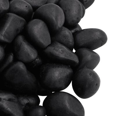 vidaXL Полирани камъчета 10 кг черни 2-5 см