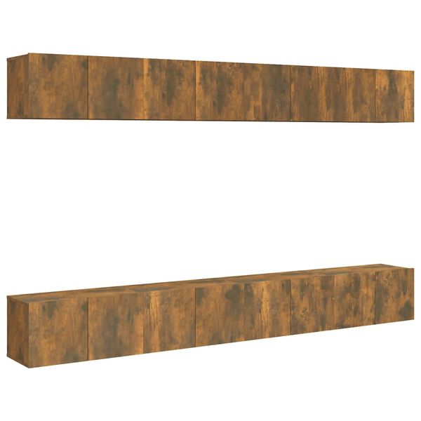 vidaXL ТB шкафове, 8 бр, опушен дъб, 60x30x30 см, инженерно дърво