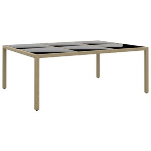vidaXL Градинска маса 200x150x75 см закалено стъкло и полиратан бежова