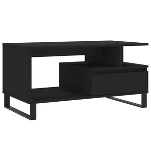 vidaXL Маса за кафе, черна, 90x49x45 см, инженерно дърво