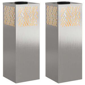 vidaXL Соларна LED светлина за пътека 2 pcs Неръждаема стомана