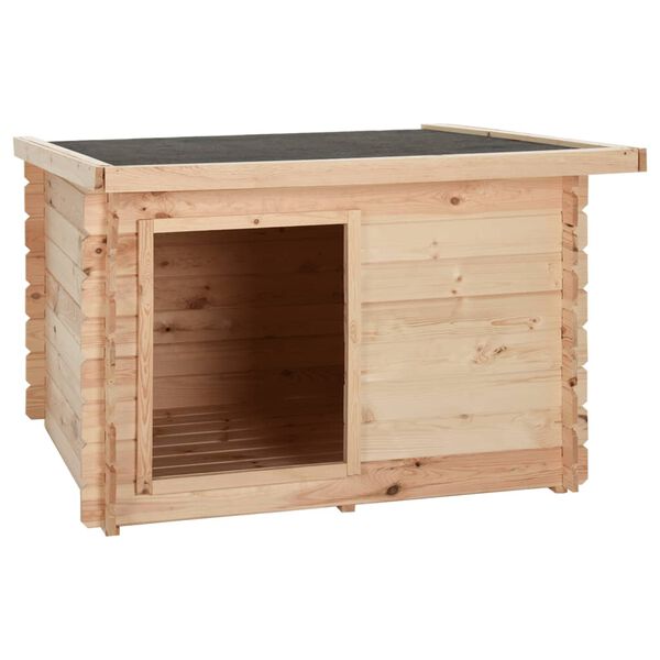 vidaXL Кучешка колиба, 122,5x118x82,6 cm, борово дърво масив, 14 мм