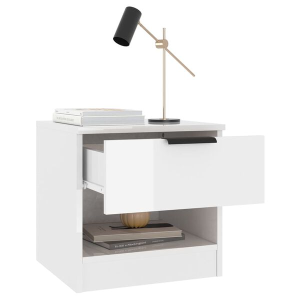 vidaXL Нощни шкафчета, 2 бр, бял гланц, инженерно дърво