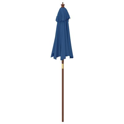 vidaXL Градински чадър с дървен прът, лазурносин, 196x231 см
