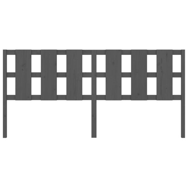 vidaXL Горна табла за легло, сива, 205,5x4x100 см, бор масив