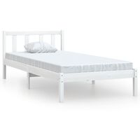 vidaXL Рамка за легло, бяла, бор масив, 90x200 cм