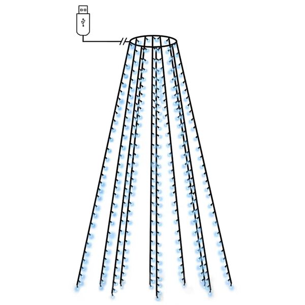 vidaXL Коледни лампички за елха тип мрежа, 250 LED, сини, 250 см