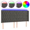 vidaXL LED горна табла за легло, тъмносива, 183x16x118/128 см, кадифе