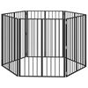 vidaXL Врата за кучета 6 pcs Черен 80 x 100 cm Галванизирана стомана
