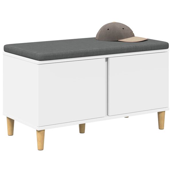 vidaXL Пейка за коридор с възглавница с врата Бяло 80 x 38 x 46 см