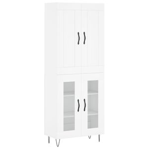 vidaXL Висок шкаф, бял, 69,5x34x180 см, инженерно дърво
