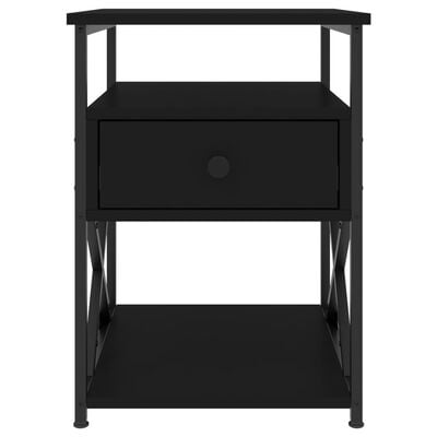 vidaXL Нощно шкафче, черно, 40x42x55 см, инженерно дърво