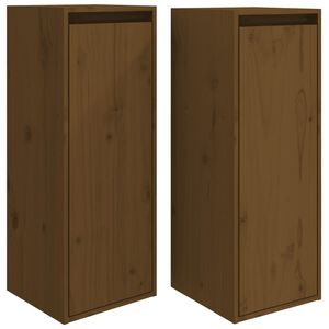 vidaXL Стенни шкафове, 2 бр, меденокафяви, 30x30x80 см, бор масив