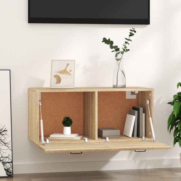 vidaXL Стенен шкаф, дъб сонома, 80x36,5x35 см, инженерно дърво