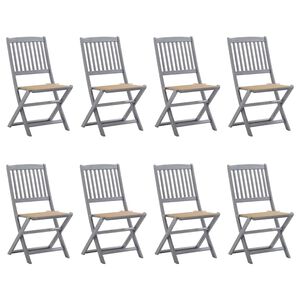 vidaXL Сгъваеми градински столове, 8 бр, с възглавници, акация масив