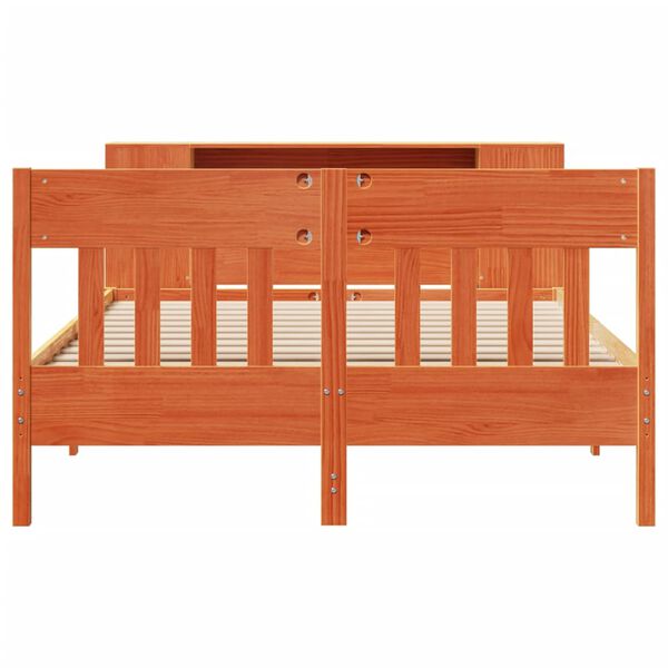 vidaXL Легло с етажерка за книги, без матрак, 120x190 см, бор масив