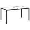 vidaXL Градинска маса 150x90x75 см закалено стъкло и полиратан черна