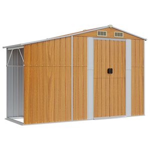 vidaXL Градинска барака, кафява, 277x93x179 см, поцинкована стомана