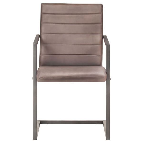 vidaXL Конзолни трапезни столове, 2 бр, кафяви, естествена кожа