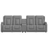 vidaXL 4-местен масажен реклайнер с държачи за чаши, сив, еко кожа