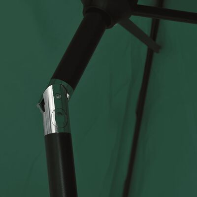 vidaXL LED конзолен чадър, 3 м, зелен