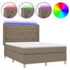 vidaXL Боксспринг легло с матрак и LED, таупе, 140x190 см, плат