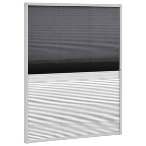 vidaXL Алуминиев плисе комарник за прозорци със сенник, 60x80 см