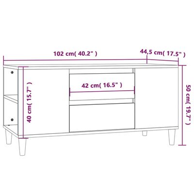 vidaXL ТВ шкаф, бетонно сиво, 102x44,5x50 см, инженерно дърво