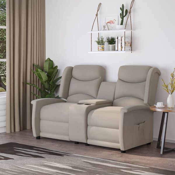 vidaXL 2-местен реклайнер, светлосив, микрофибърен плат
