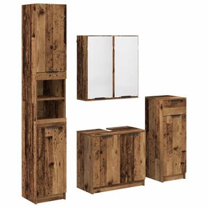vidaXL Комплект мебели за баня 4 бр. Старо дърво 64,5 x 33,5 x 59 см