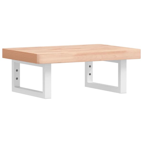 vidaXL Стенен рафт за мивка, стомана и масивно дърво бук