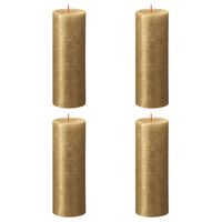 Bolsius Рустик колонни свещи Shimmer, 4 бр, 190x68 мм, златисти