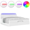 vidaXL Османска легло с матраци&LED, бяло, 160x200 см, изкуствена кожа